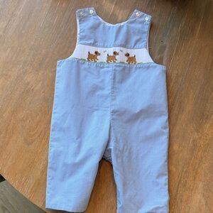 Petit Bebe Blue Kids Overalls with Dog Embroidery